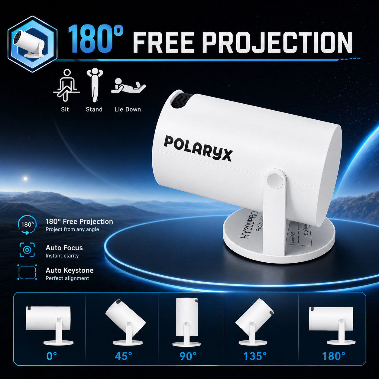 Polaryx HY300 Pro+ Smart Mini Projector